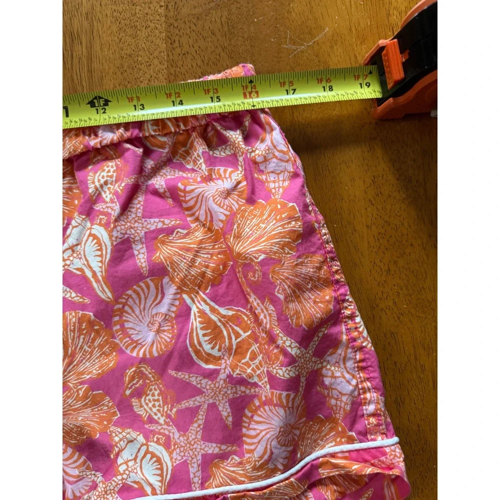 J.Crew Women Pink Orange Shell Starfish Cotton Pajama Set Short Sleeve Sz Medium